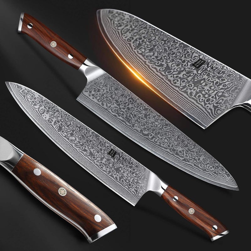 XINZUO 10 Inch Damascus Chef Knife Kitchen Knife Sharp Gyuto Knife Stainless Steel Fashion Professional Chef's Knife with Rosewood Handle - Image 2